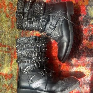 Studded Black Combat Boots